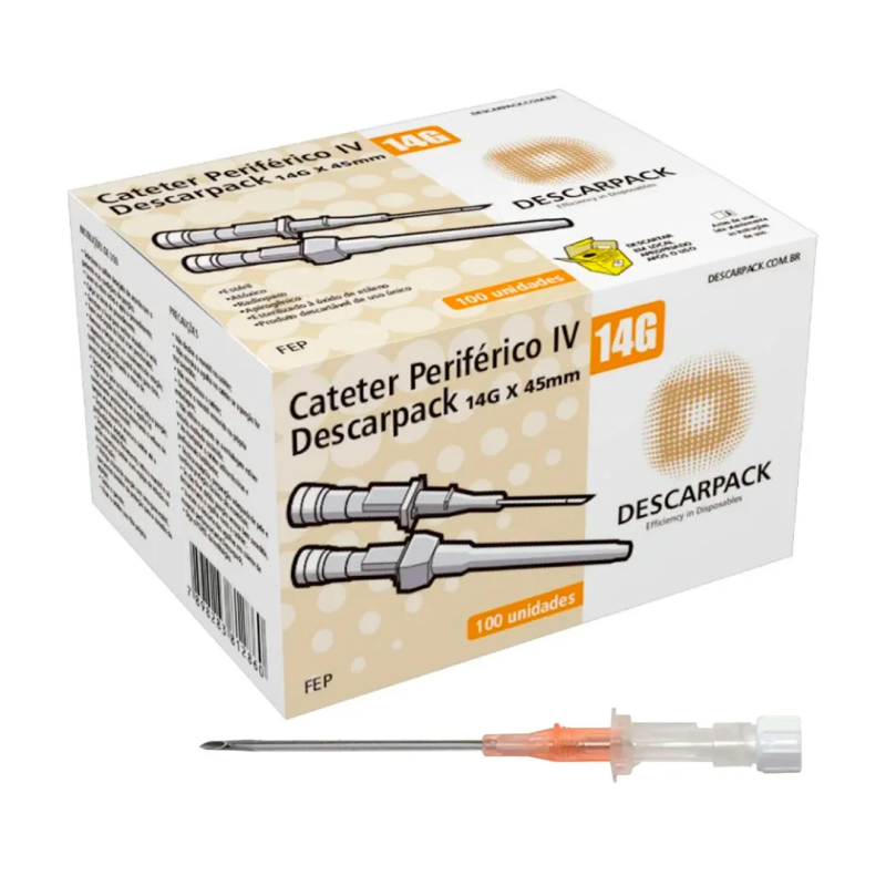 CATETER PERIFÉRICO 14G DESCARPACK CAIXA COM 100 UNIDADES