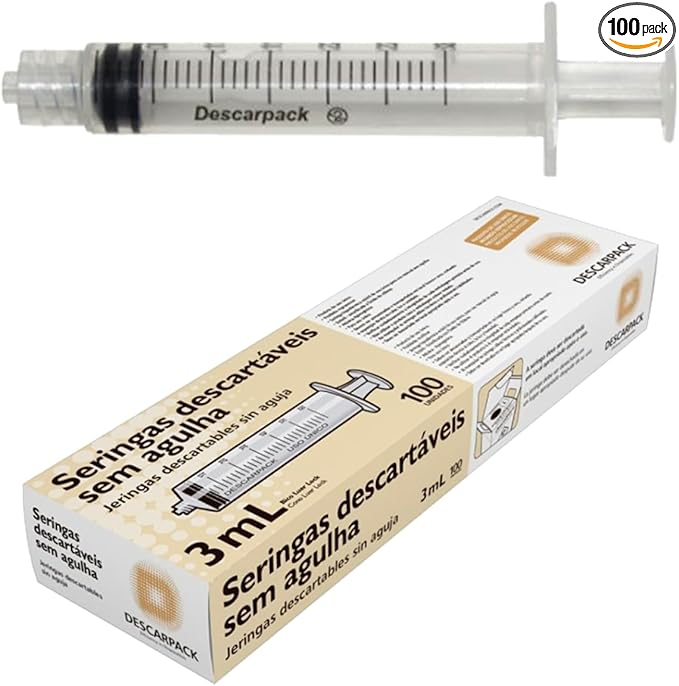 SERINGA 3ML SEM AGULHA BICO LUER LOOK DESCARPACK CAIXA COM 100 UNIDADES